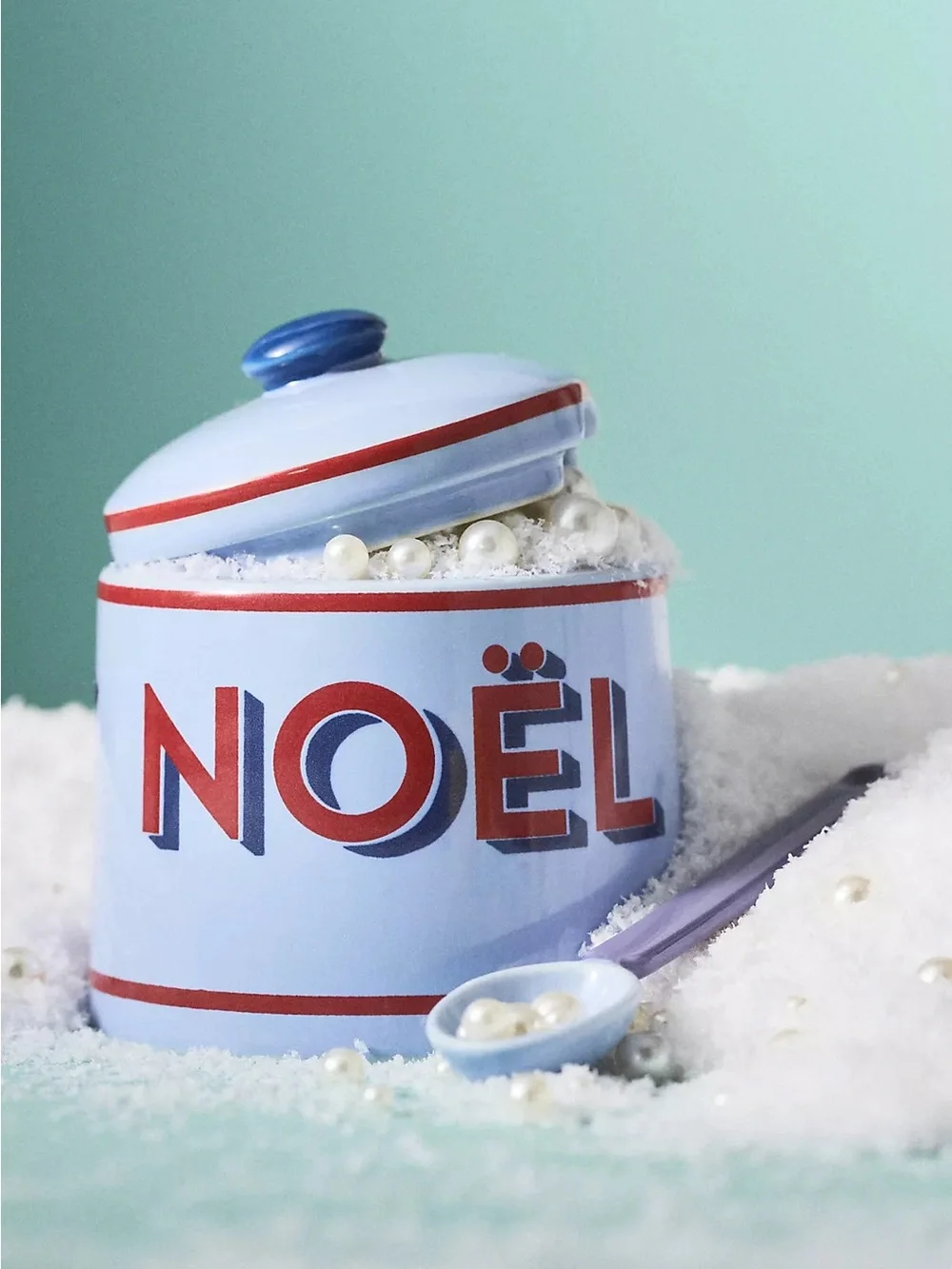 NWT Anthropologie x  Apres Ski Handpainted Stoneware Sugar Pot Set w/Spoon